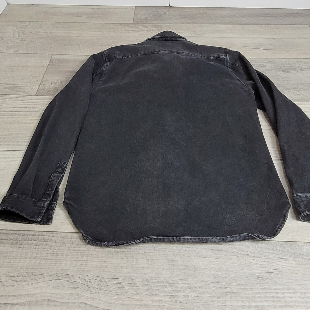 🧥IRO ROEL Shacket Men's L Denim Shirt Jacket Overshirt Black Grunge Streetwear - Picture 16 of 16